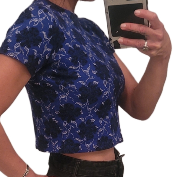 ETIENNE DE PARIS Vintage Floral Wool CropTop Made in France - Picture 2 of 9